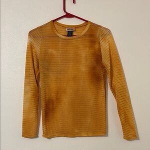 Willow-root Medium gold long sleeve sheer shirt blouse EUC